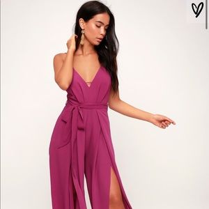 Hype Dream Magenta Backless Wide-Leg Jumpsuit